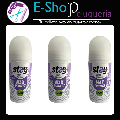 Desodorante Roll On Antitranspirante Max Protect Mujer Stay 50ml Kit x3