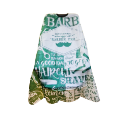 Capa Para Corte Barberia Barbero Verde con Blanco