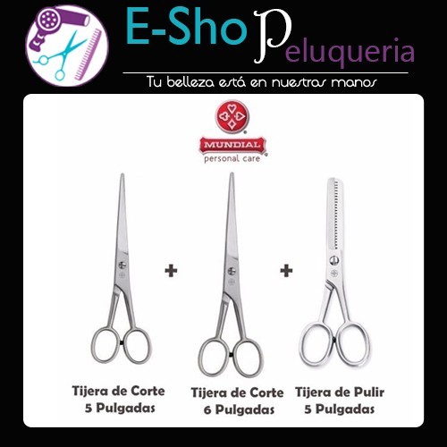Kit de Tijeras Profesional De Corte 5'' Y 6'' + Pulir 5'' Mundial