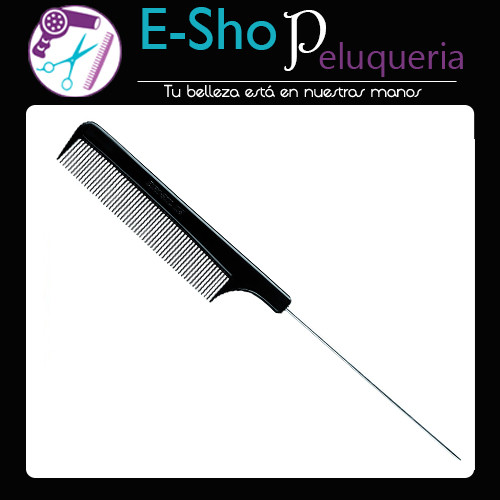 Peine Negro Con Cola Pua Metalica Eurostil 50118