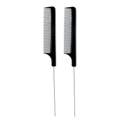 Peine Negro Con Cola Pua Metalica Eurostil 50118 Kit x 2