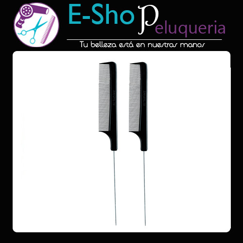 Peine Negro Con Cola Pua Metalica Eurostil 50118 Kit x 2