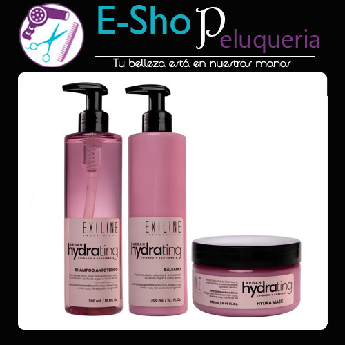 Exiline Hydrating Shampoo 300ml+ Bálsamo 300ml+ Mascara 250g Kit