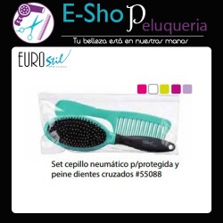 Set Cepillo Neumático + Peine Diente Cruzado Eurostil
