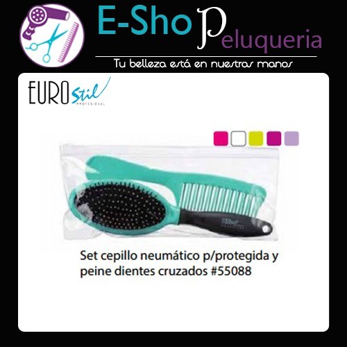 Set Cepillo Neumático + Peine Diente Cruzado Eurostil