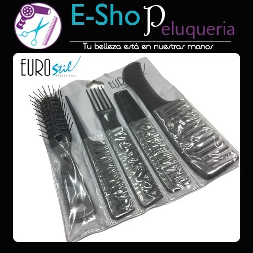 Set de 4 Peines + Cepillo Profesionales Eurostil