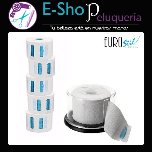 Kit 5 Rollos de Papel de Cuello Descartables + Porta Rollo de Papel Eurostil
