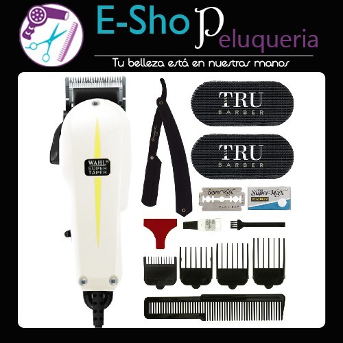 Cortadora de Pelo Wahl Super Taper + Grippers Tru Barber + Navaja Kit