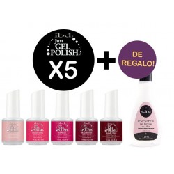 5 Esmaltes Semipermanente IBD Just Gel Polish UV/LED + Removedor x 120ml Meline