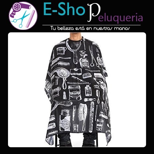 Capa Barbero Profesional Barbería Color Negro C/ Blanco
