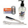 Navaja de Corte Profesional + 10 Filos Hojas de Afeitar Treet + Gel de Barbear