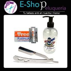 Kit Navaja de Corte Profesional + 10 Filos Hojas de Afeitar Treet + Gel de Barbear