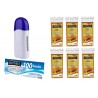 Kit De Depilacion: Calentador de Cera Roll On + 6 Cartuchos Roll On Depimiel + 100 Bandas de Papel descartables