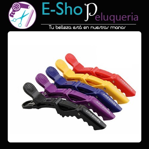 Pinzas Cocodrilo Grande Peluqueria Peinado Corte Color x 6 Unidades