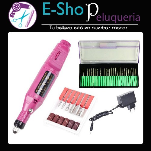 Kit Mini Torno Driller + Kit de 30 Fresas Manicuria