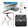 Set Torno Uñas Driller Egeo + Alicates + Instrumental Acero