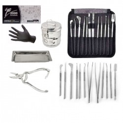 Instrumental de 12 Piezas Rodger Solingen + Algodonero + Bandeja Acanalada + Alicate + Guantes de Nitrilo