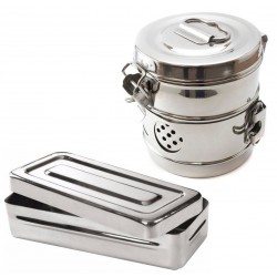 Algodonera Porta Algodon Tambor + Caja Acero Inoxidable