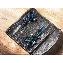 Kit Tijeras Azul Peluquería 6 Pulg. Corte + Pulir + Estuche