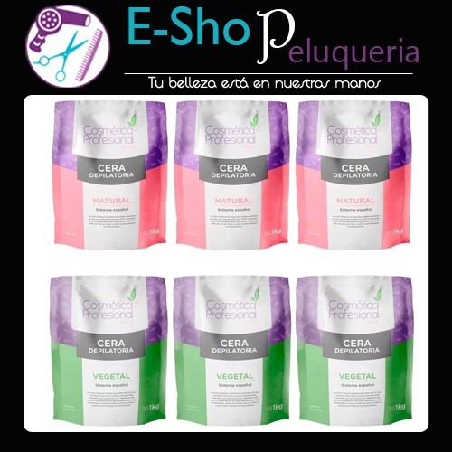 Cera Depilatoria Vegetal Cosmética Profesional 1kg Kit X 6 Unidades