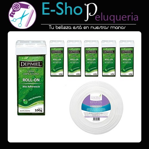 Kit 6 Roll On Aloe Depimiel + Bandas Rollo X 50 Mts Depilacion