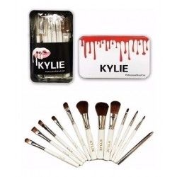 Set De 12 Pinceles Brochas De Maquillaje C/caja Blanca Kylie