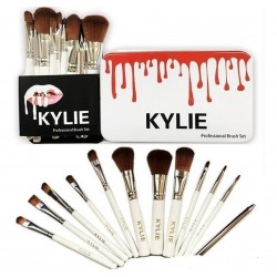 Set De 12 Pinceles Brochas De Maquillaje C/caja Blanca Kylie