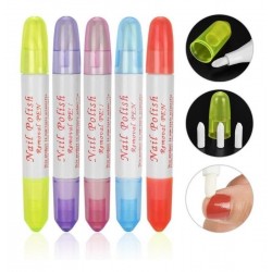 5 Lapiz Corrector De Esmalte Recargable 4 Puntas Uñas Nail