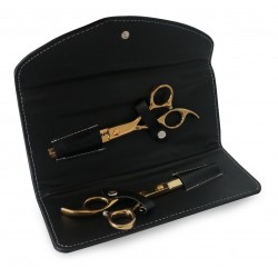 Kit Tijera De Corte + Pulir + Estuche Barbero Barberia