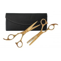 Kit Tijera De Corte + Pulir + Estuche Barbero Barberia