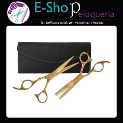 Set Tijera De Corte + Pulir + Estuche Barbero Barberia