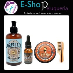 Kit Barba Shampoo Sir Fausto Aceite Yilho Cera Peine Madera