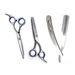 Navaja + Tijera De Corte + Tijera De Pulir Peluqueria
