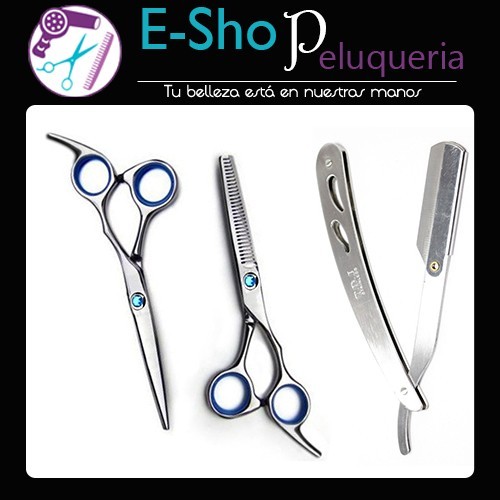 Kit Navaja + Tijera De Corte + Tijera De Pulir Peluqueria