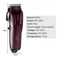 Maquina Kemei Cordless 2600 + Razuradora Kemei-1102 Shaver