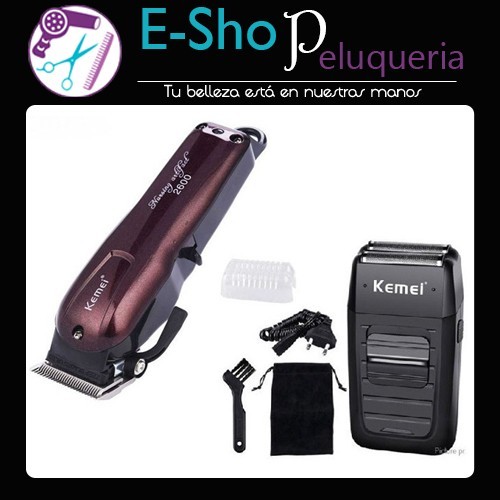Maquina Kemei Cordless 2600 + Razuradora Kemei-1102 Shaver Kit