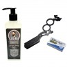 Kit Navaja Doble Dedo Barbero + Hojas + Gel De Afeitar Shaving