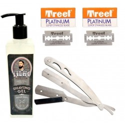Kit Navaja Afeitar Acero Inox + Shaving Gel Yilho + 20 Filos