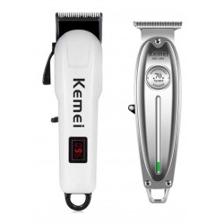 Kit Maquina Corta Kemei Pelo 809a + Patillera Trimmer Metal 1949