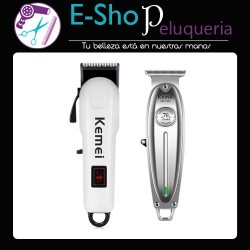 Kit Maquina Corta Kemei Pelo 809a + Patillera Trimmer Metal 1949